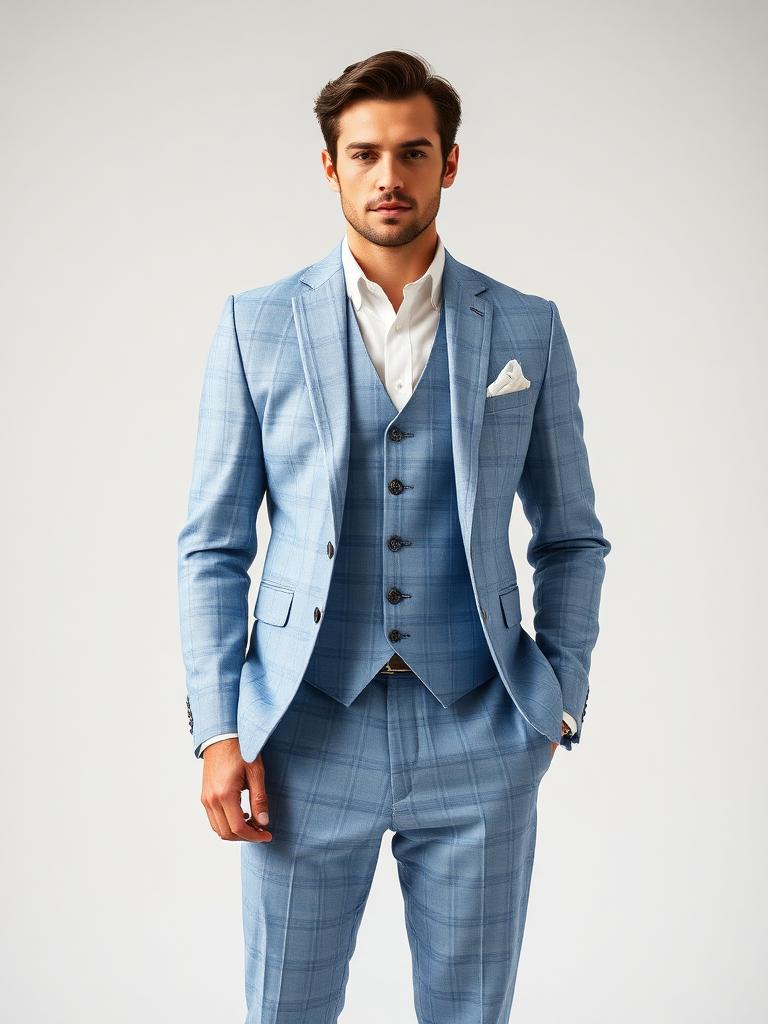 Light Blue Linen Three-Piece